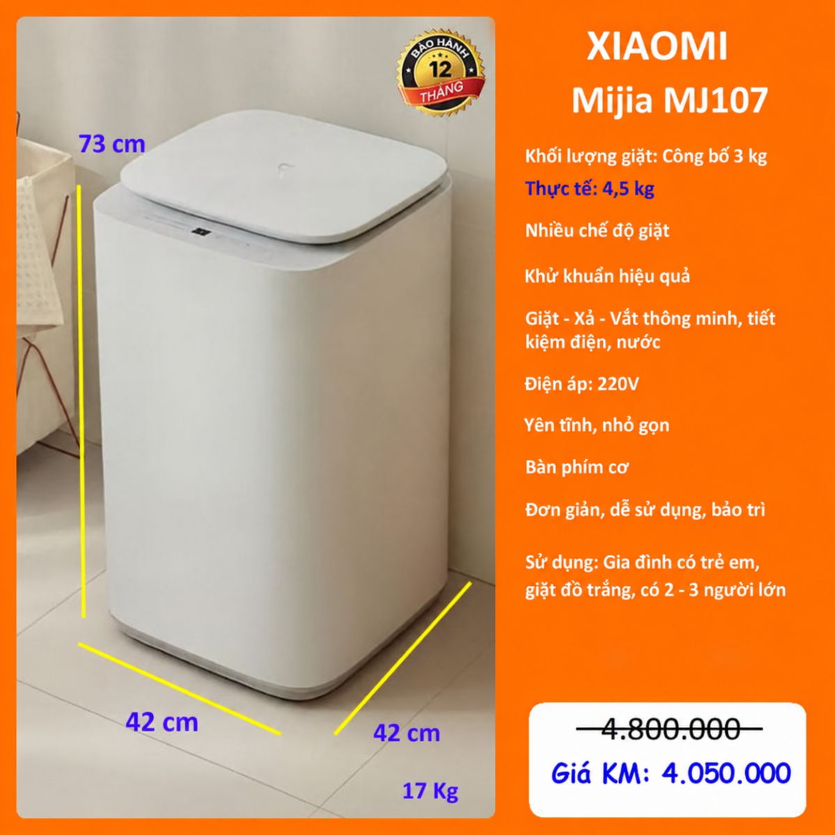 Máy giặt mini Xiaomi Mijia MJ107 - Phiên bản mới nhất