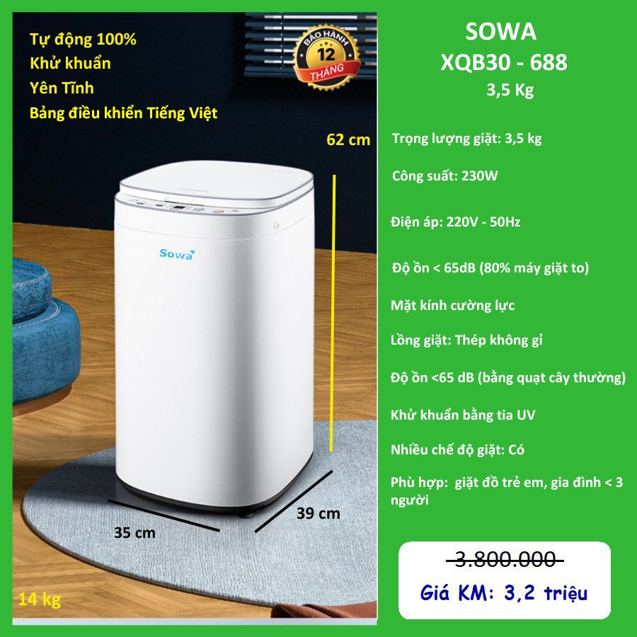 Máy giặt mini Sowa XQB30 - 688